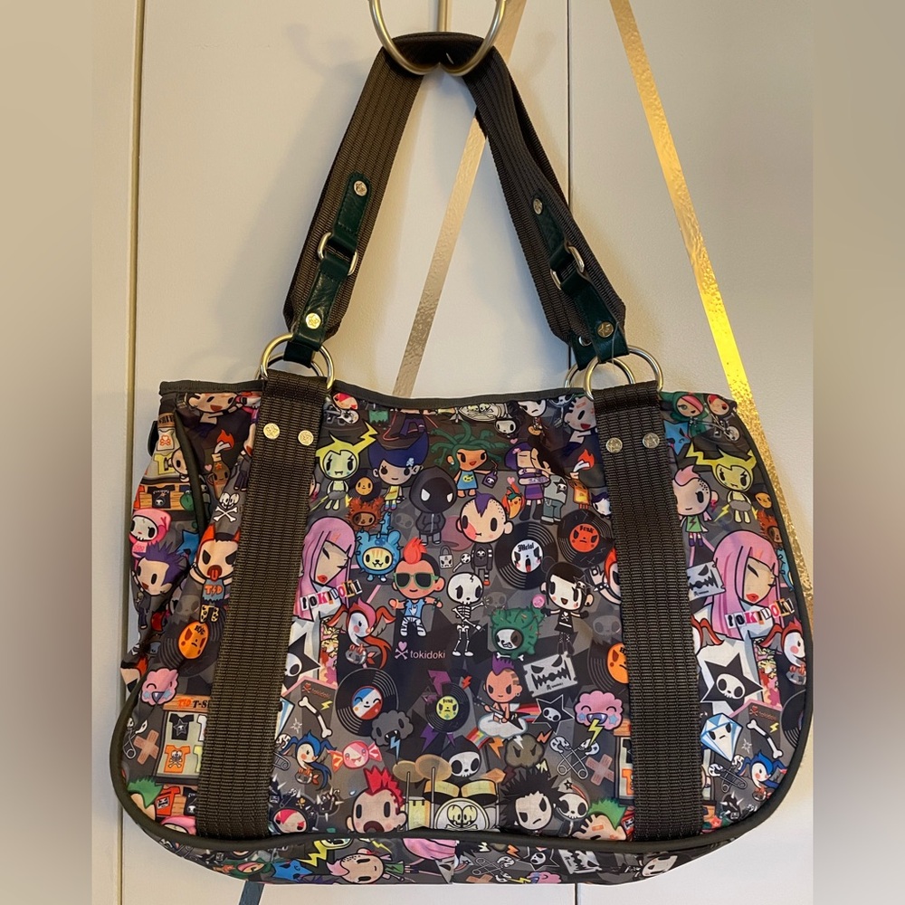 Tokidoki Concerto Character Print Shoulder Bag with Olive Green Accents - Picture 2 of 6